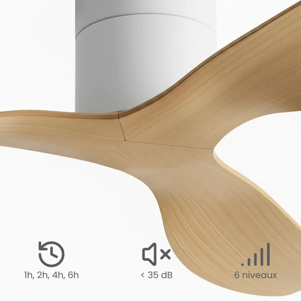 Plafonnier Ventilateur Silencieux Design Plat Bois Clair - dimensions