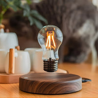 Lampe de Chevet Bois Ampoule Lévitation Magnétique socle en bois