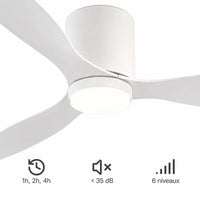 Ventilateur de plafond silencieux DALIA - Blanc moderne, LED intégrée Brise Avenue