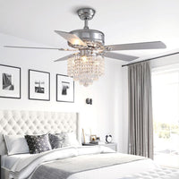 Plafonnier Ventilateur Rond Cristal Argenté en situation