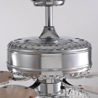 Plafonnier Ventilateur Rond Cristal Argenté allumé ambiance