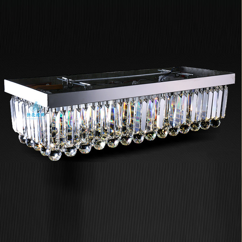 Lustre Rectangulaire Cristal Argenté Gouttes en situation