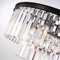 Lustre Étagé Cristal Noir allumé ambiance