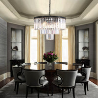 Lustre Cristal Trois Niveaux Noir