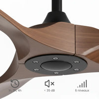 Plafonnier Ventilateur Silencieux Bois Foncé Vintage au style rétro