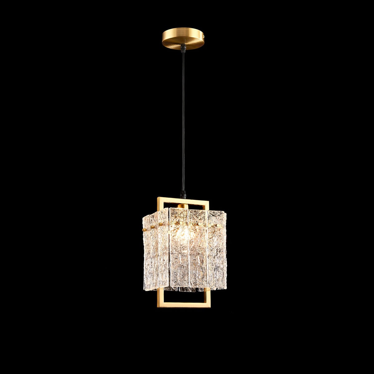 Suspension Carrée Verre Craquelé - Lumio