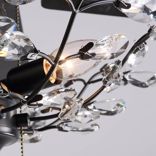 Plafonnier Ventilateur Cristal à Branches Noires