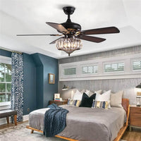 Plafonnier Ventilateur Cadre Noir Cristal
