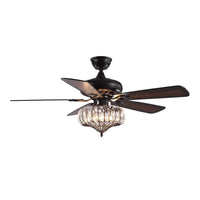 Plafonnier Ventilateur Rond Cristal Salle à Manger Noir en situation