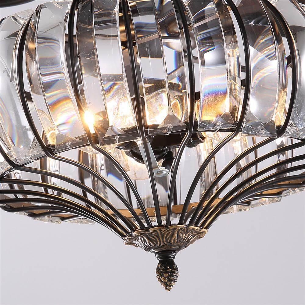 Plafonnier Ventilateur Cadre Noir Cristal
