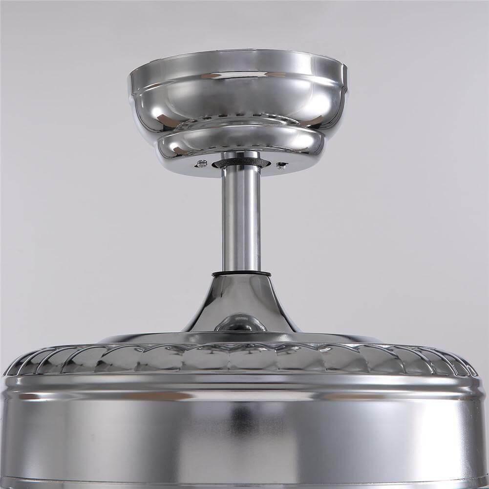 Plafonnier Ventilateur Rond Cristal Salle à Manger Argenté gros plan