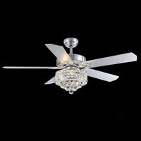 Plafonnier Ventilateur Rond Cristal Argenté 3 Lumières salle à manger