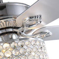 Plafonnier Ventilateur Rond Cristal Argenté 3 Lumières design