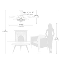 Plafonnier Ventilateur Cristal Gouttes avec 5 Pales