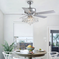 Plafonnier Ventilateur Cristal Gouttes avec 5 Pales