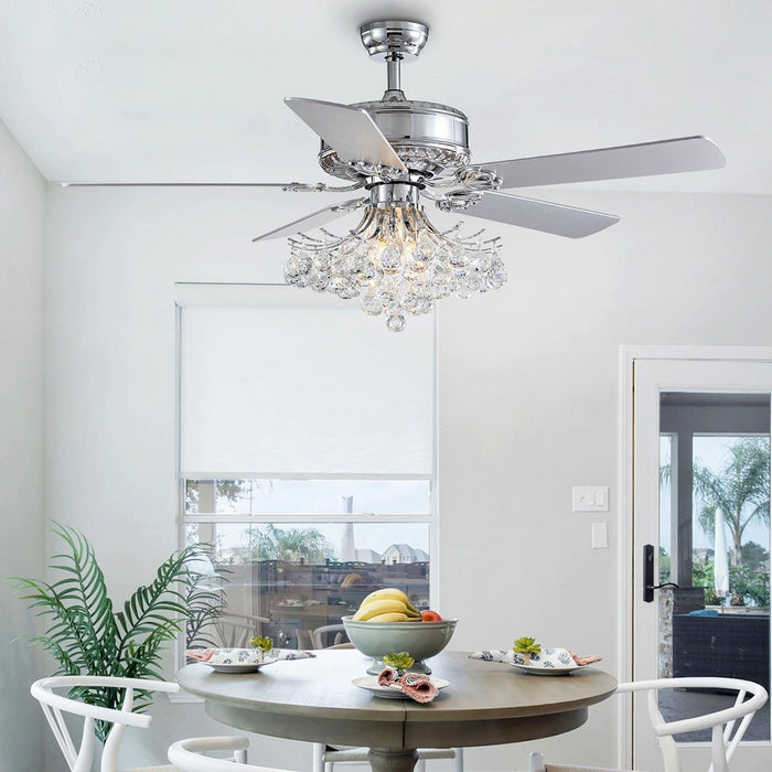 Plafonnier Ventilateur Cristal Gouttes avec 5 Pales
