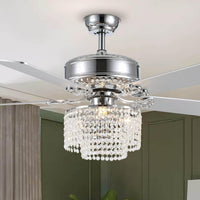 Détail du plafonnier ventilateur cristal