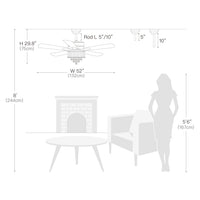 Plafonnier Ventilateur Cristal avec 5 Pales Noires