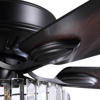 Plafonnier Ventilateur Cristal avec 5 Pales Noires