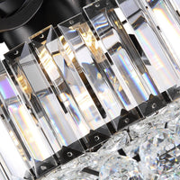 Plafonnier Ventilateur Cristal avec 5 Pales Noires