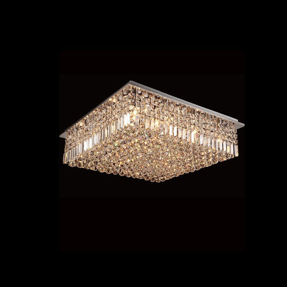 Lustre Rectangulaire Cristal Argenté 16 Lumières salle à manger