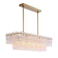 Lustre Rectangulaire Métal Salle à Manger allumé ambiance