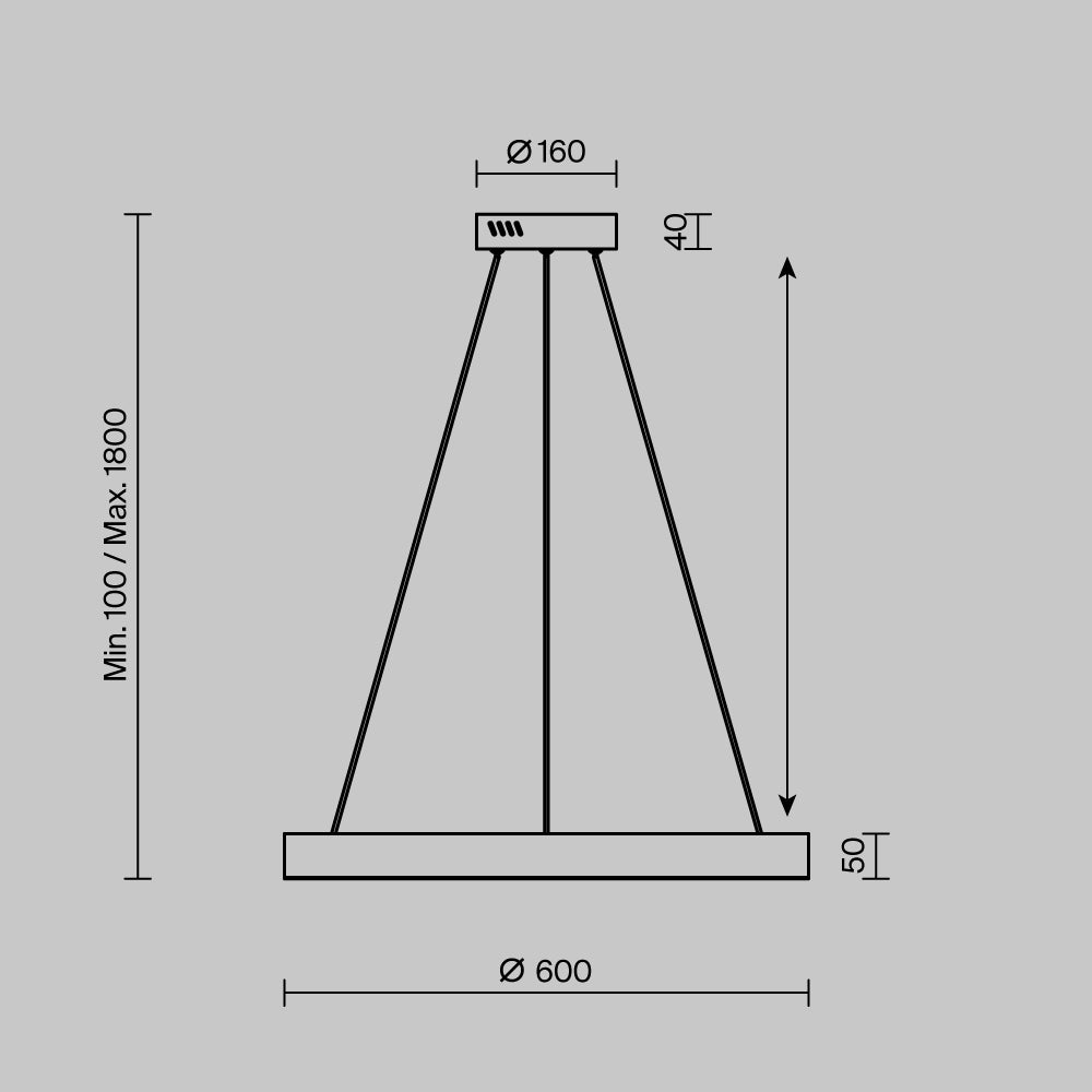 Câble réglable de la suspension anneau doré pour hauteur sous plafond, vue 12
