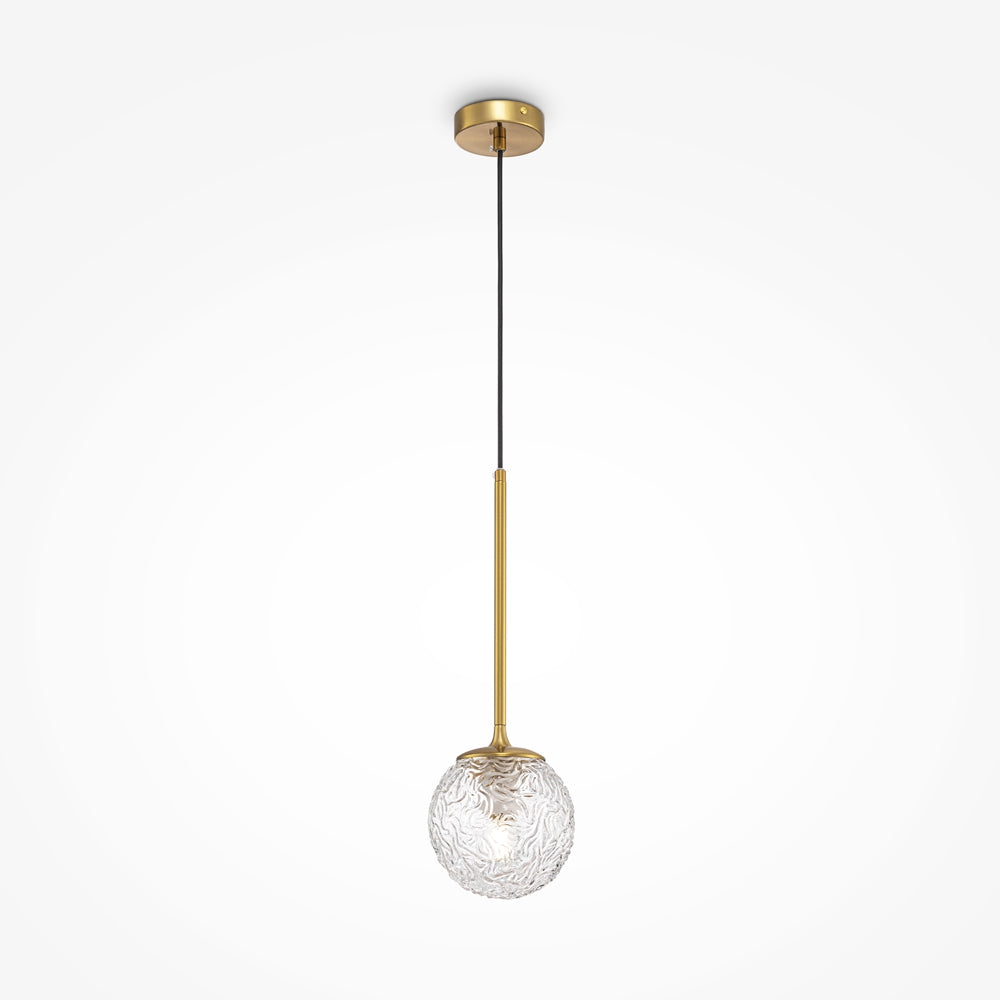 Suspension en verre transparent Ligero avec monture dorée style Art déco