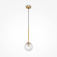 Suspension en verre transparent Ligero avec monture dorée style Art déco