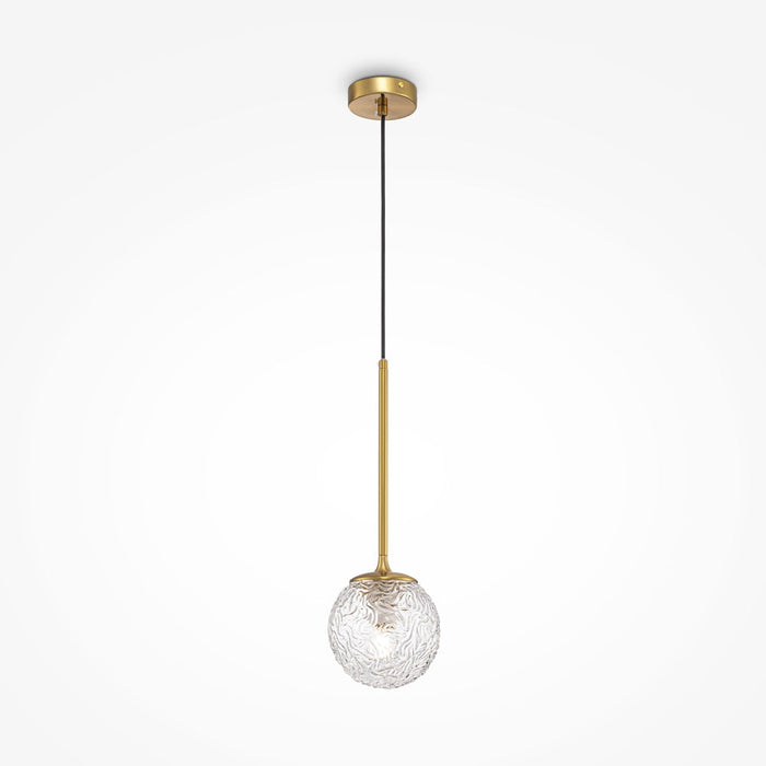 Suspension en verre transparent Ligero avec monture dorée style Art déco