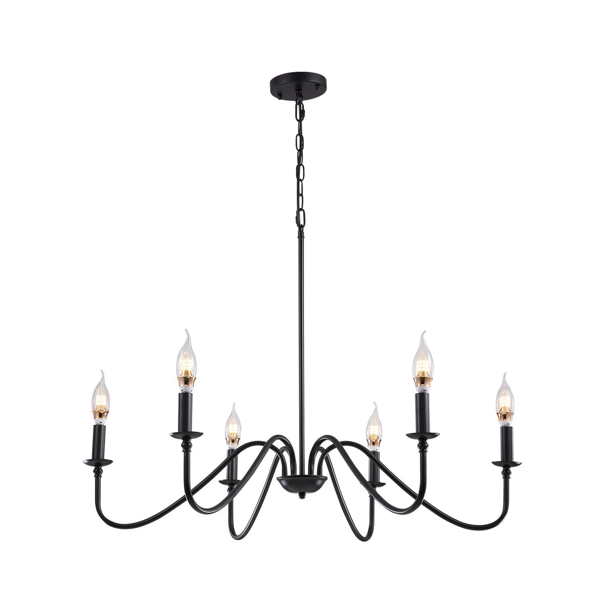 Lustre Métal Noir allumé ambiance