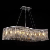 Lustre Rectangulaire Cristal Salle à Manger Vague allumé ambiance