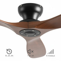 Plafonnier Ventilateur Silencieux Bois Massif Foncé finition premium