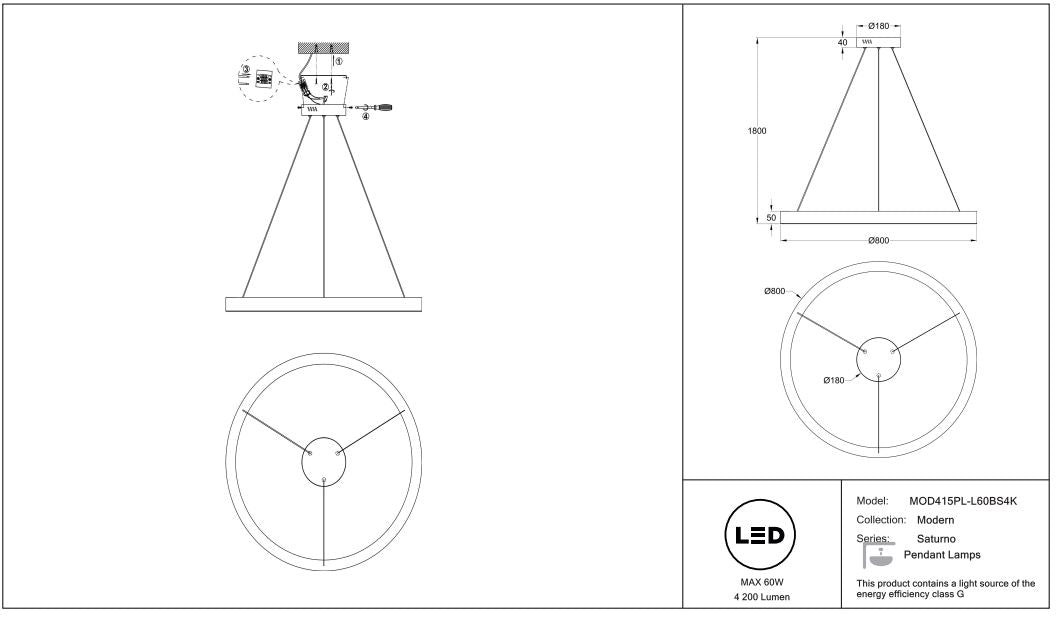 Détail de la structure dorée de la suspension anneau doré Maëlle, vue 14