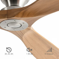 Plafonnier Ventilateur Silencieux Bois Naturel en ambiance