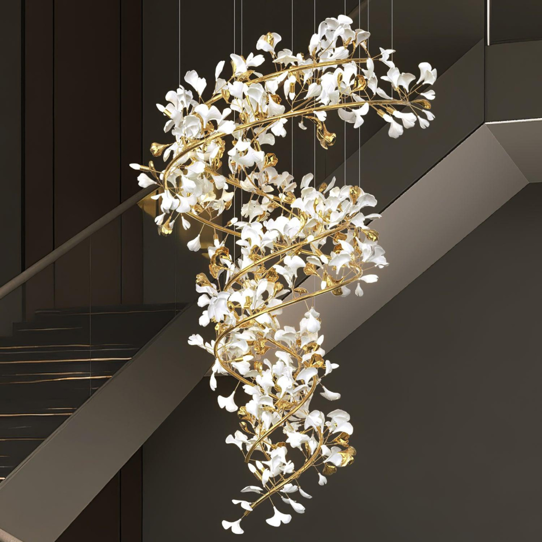 OPULCE - Lustre Dorée en Métal et Céramique Florale Lumio™