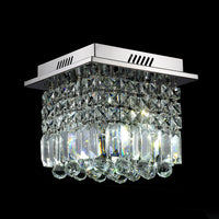 Plafonnier Carré Cristal Argenté allumé ambiance
