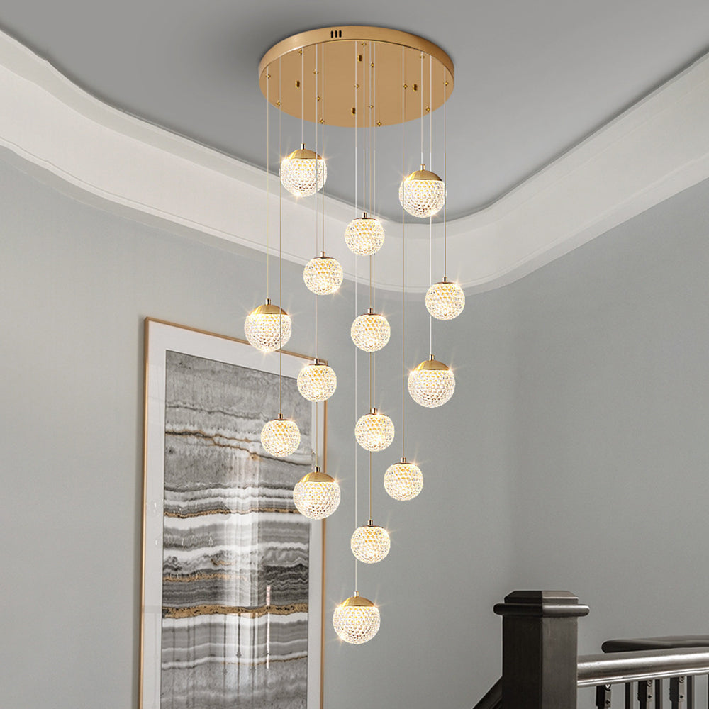 SPIRA - Lustre Moderne Bulle Doré en Acrylique Lumio™