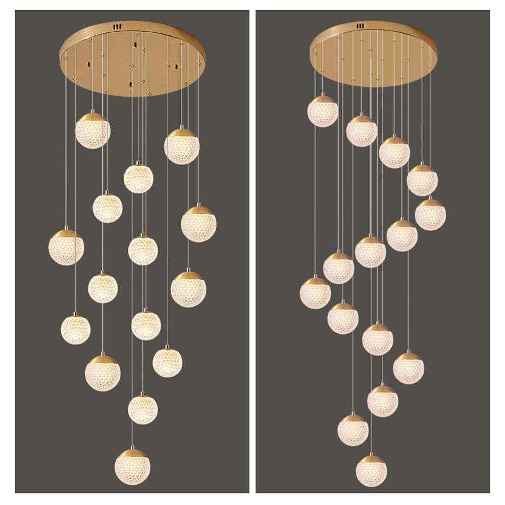 SPIRA - Lustre Moderne Bulle Doré en Acrylique Lumio™