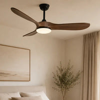 Plafonnier Ventilateur Silencieux Bois Foncé et Noir LED