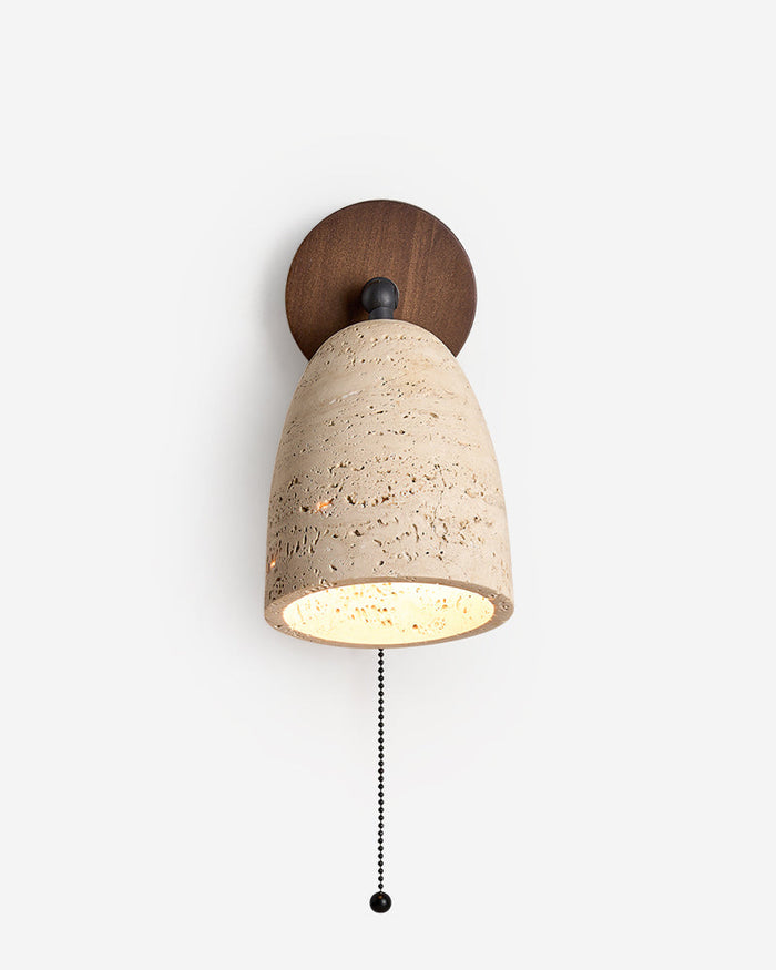Applique Plafonnier Travertin et Bois Noyer
