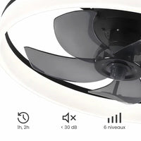 Plafonnier Ventilateur Silencieux Design Contemporain LED vu de face