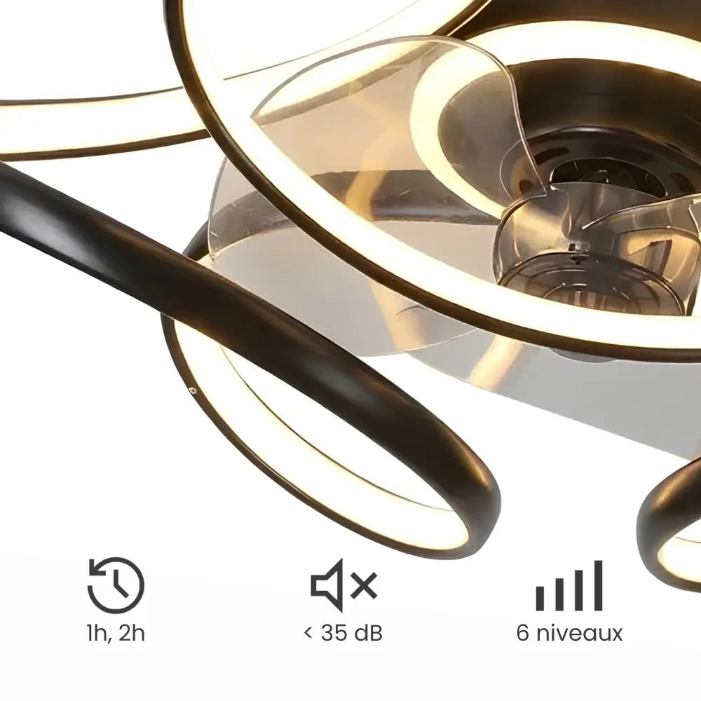 Plafonnier Ventilateur Silencieux Design Artistique LED dans une chambre