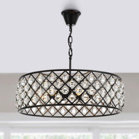 Lustre Rond Cristal Noir suspendu
