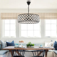 Lustre Rond Cristal Noir allumé ambiance