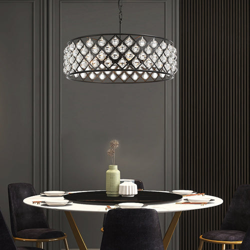 Lustre Rond Cristal Noir