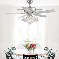 Plafonnier Ventilateur Cristal Gouttes avec 5 Pales