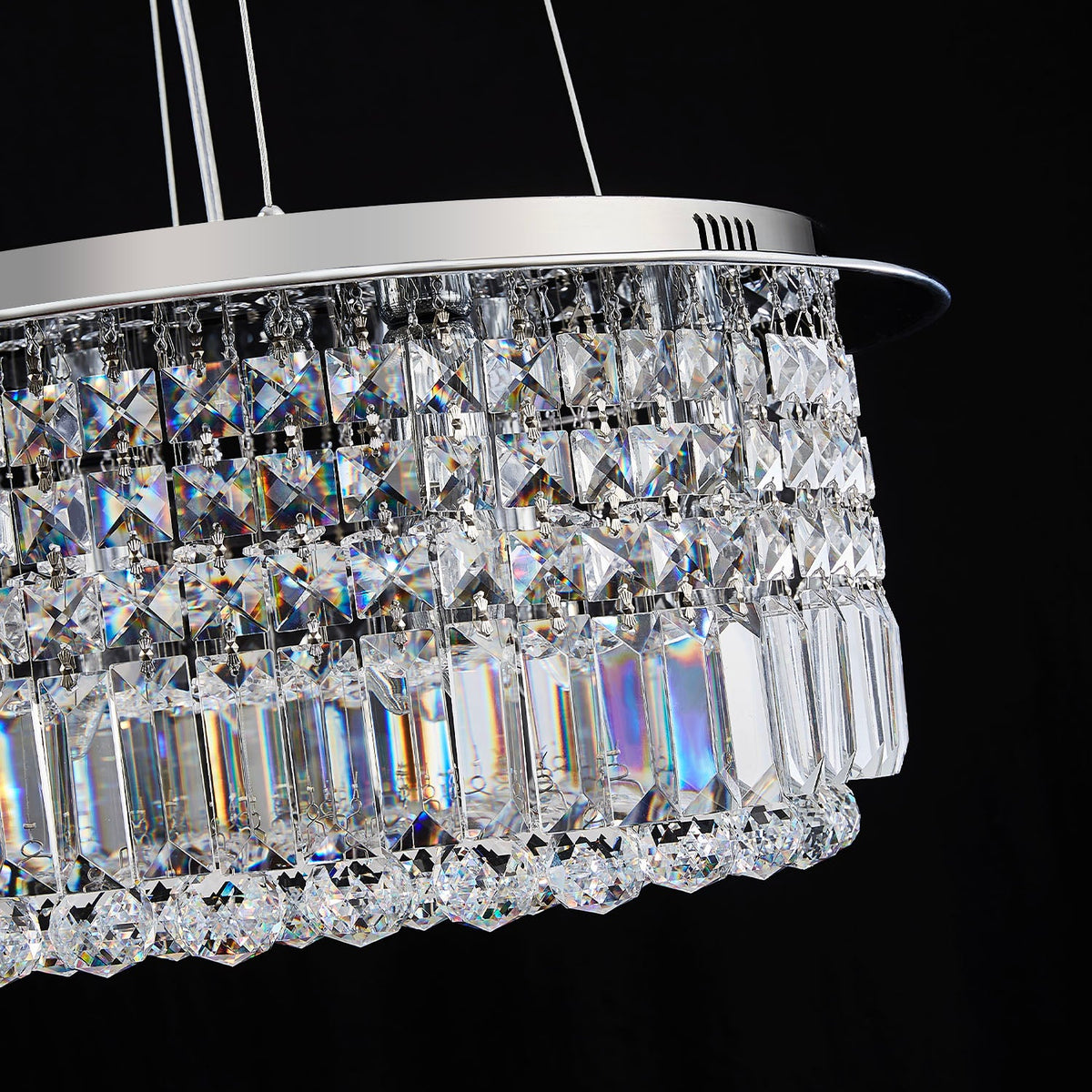 Lustre Rond Cristal Salle à Manger Tambour gros plan