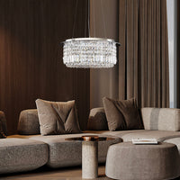 Lustre Rond Cristal Salle à Manger Tambour vue d'ensemble