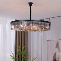 Lustre Rectangulaire Cristal Gris allumé ambiance